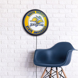 South Dakota State Jackrabbits: Round Slimline Lighted Wall Sign - The Fan-Brand