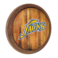 Load image into Gallery viewer, South Dakota State Jackrabbits: Weathered &quot;Faux&quot; Barrel Top Sign - The Fan-Brand