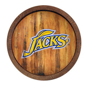 South Dakota State Jackrabbits: Weathered "Faux" Barrel Top Sign - The Fan-Brand