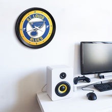 Load image into Gallery viewer, St. Louis Blues: Ribbed Frame Wall Clock - The Fan-Brand