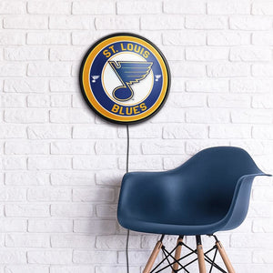 St. Louis Blues: Round Slimline Lighted Wall Sign - The Fan-Brand