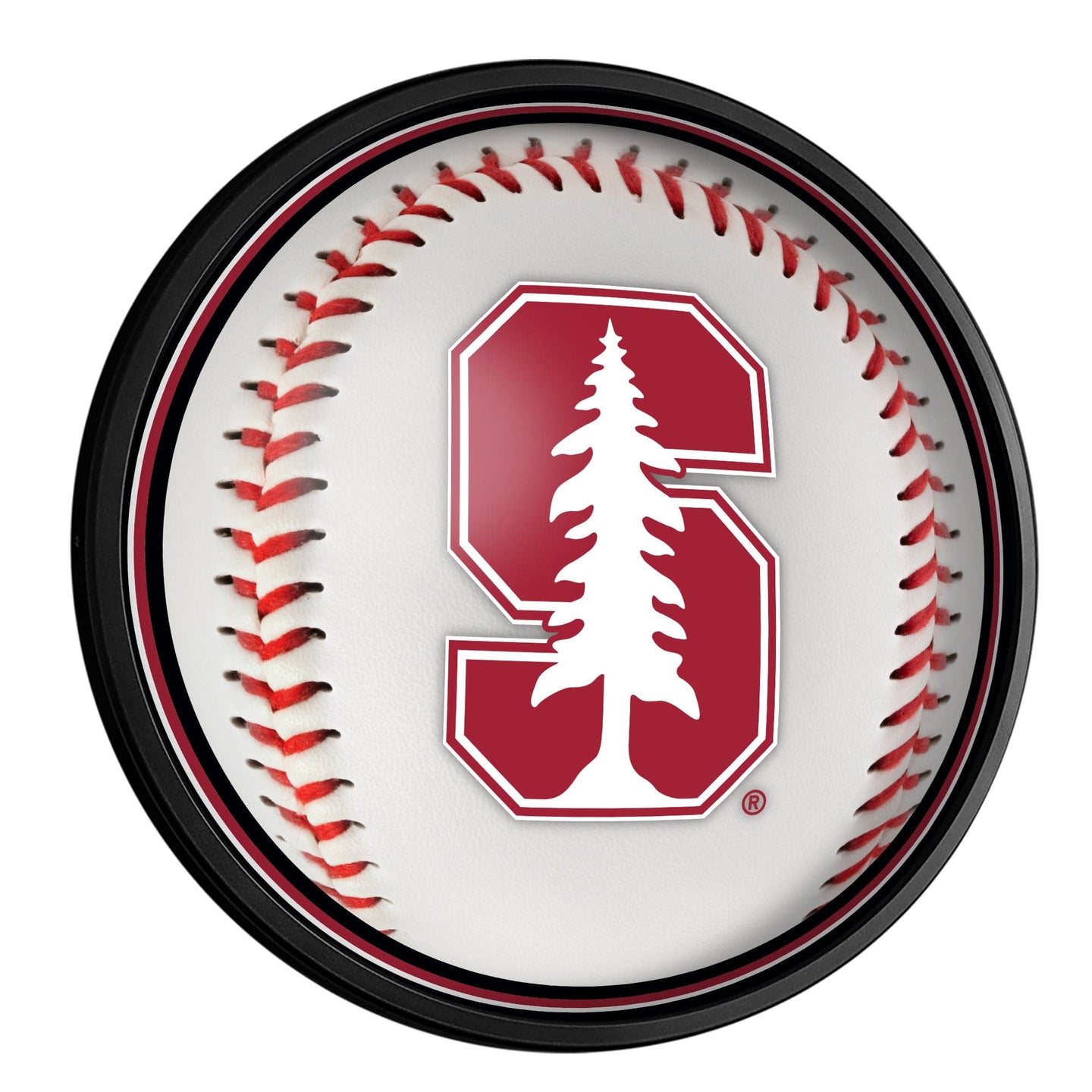 Stanford Cardinal: Baseball - Round Slimline Lighted Wall Sign - The Fan-Brand