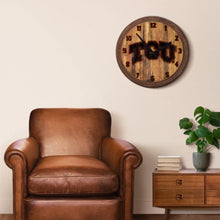 Load image into Gallery viewer, TCU Horned Frogs: Branded &quot;Faux&quot; Barrel Top Wall Clock - The Fan-Brand