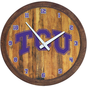 TCU Horned Frogs: "Faux" Barrel Top Wall Clock - The Fan-Brand