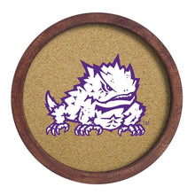Load image into Gallery viewer, TCU Horned Frogs: Mascot - &quot;Faux&quot; Barrel Framed Cork Board - The Fan-Brand