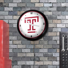 Load image into Gallery viewer, Temple Owls: Logo - Retro Lighted Wall Clock - The Fan-Brand
