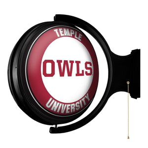 Temple Owls: Owls - Original Round Rotating Lighted Wall Sign - The Fan-Brand
