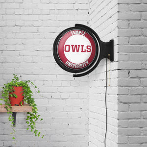 Temple Owls: Owls - Original Round Rotating Lighted Wall Sign - The Fan-Brand