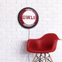 Load image into Gallery viewer, Temple Owls: Owls - Round Slimline Lighted Wall Sign - The Fan-Brand