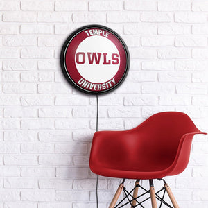 Temple Owls: Owls - Round Slimline Lighted Wall Sign - The Fan-Brand