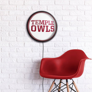 Temple Owls: Round Slimline Lighted Wall Sign - The Fan-Brand