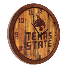 Load image into Gallery viewer, Texas State Bobcats: Branded &quot;Faux&quot; Barrel Top Wall Clock - The Fan-Brand