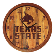 Load image into Gallery viewer, Texas State Bobcats: Branded &quot;Faux&quot; Barrel Top Wall Clock - The Fan-Brand