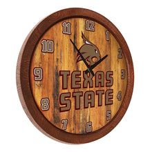 Load image into Gallery viewer, Texas State Bobcats: &quot;Faux&quot; Barrel Top Wall Clock - The Fan-Brand