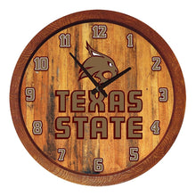 Load image into Gallery viewer, Texas State Bobcats: &quot;Faux&quot; Barrel Top Wall Clock - The Fan-Brand