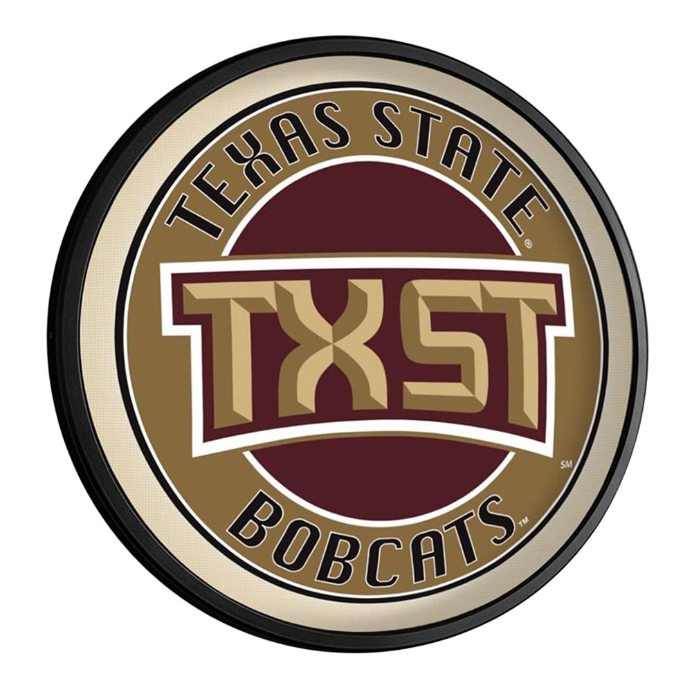 Texas State Bobcats: TXST - Round Slimline Lighted Wall Sign - The Fan-Brand