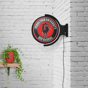 Texas Tech Red Raiders: Double Sided Original Round Rotating Lighted Wall Sign - The Fan-Brand