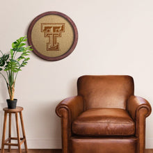 Load image into Gallery viewer, Texas Tech Red Raiders: Logo - &quot;Faux&quot; Barrel Framed Cork Board - The Fan-Brand