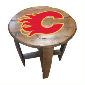 Calgary Flames Oak Barrel Table