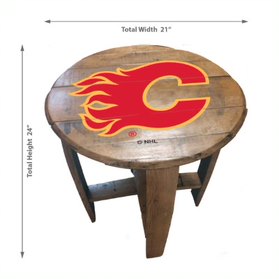 Calgary Flames Oak Barrel Table