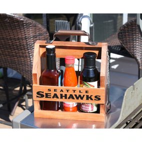 Seattle Seahawks Wood BBQ Caddy