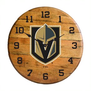 Vegas Golden Knights Oak Barrel Clock