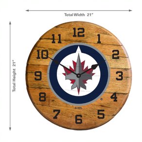Winnipeg Jets Oak Barrel Clock