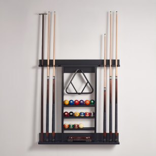 HB Home Black Billiards Wall Rack