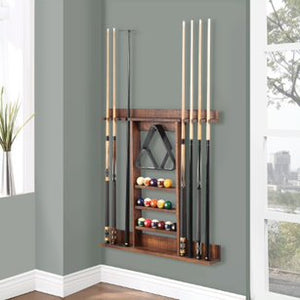 HB Home Reclaimed Brown Billiards Wall Rack