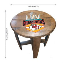 Load image into Gallery viewer, Kansas City Chiefs Super Bowl Oak Barrel Table