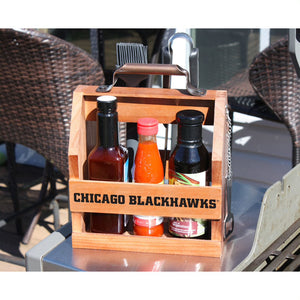 Chicago Blackhawks Wood BBQ Caddy
