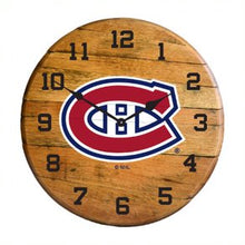 Load image into Gallery viewer, Montreal Canadiens Oak Barrel Clock