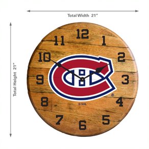 Montreal Canadiens Oak Barrel Clock