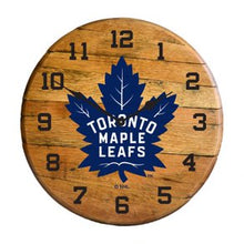 Load image into Gallery viewer, Toronto Maple Leafs Oak Barrel Clock