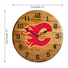 Load image into Gallery viewer, Calgary Flames Oak Barrel Clock