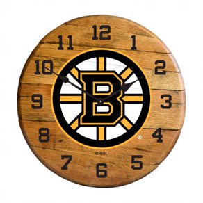 Boston Bruins Oak Barrel Clock