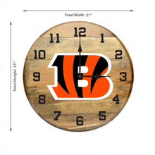Load image into Gallery viewer, Cincinnati Bengals Oak Barrel Clock