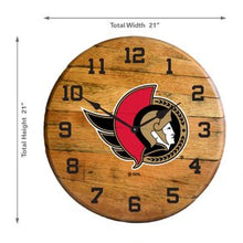 Load image into Gallery viewer, Ottawa Senators Oak Barrel Clock