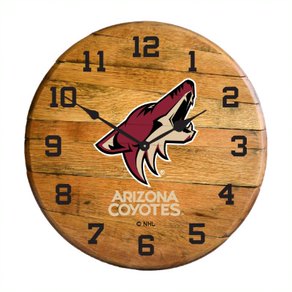 Arizona Coyotes Oak Barrel Clock