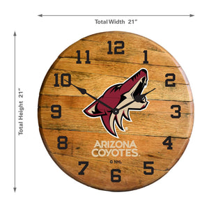 Arizona Coyotes Oak Barrel Clock