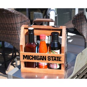 Michigan State University Wood BBQ Caddy