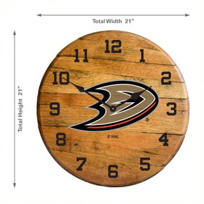 Anaheim Ducks Oak Barrel Clock