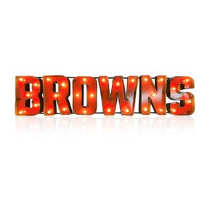 Cleveland Browns Lighted Recycled Metal Sign
