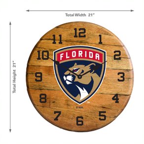 Florida Panthers Oak Barrel Clock