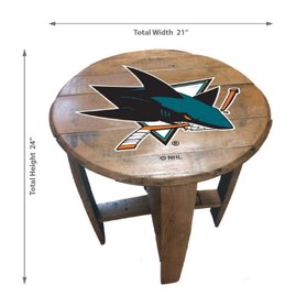 San Jose Sharks Oak Barrel Table