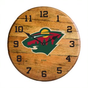 Minnesota Wild Oak Barrel Clock