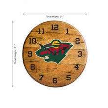 Load image into Gallery viewer, Minnesota Wild Oak Barrel Clock