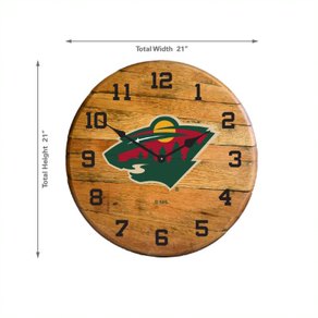 Minnesota Wild Oak Barrel Clock