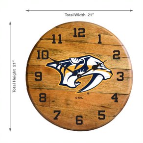 Nashville Predators Oak Barrel Clock