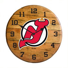 Load image into Gallery viewer, New Jersey Devils Oak Barrel Clock